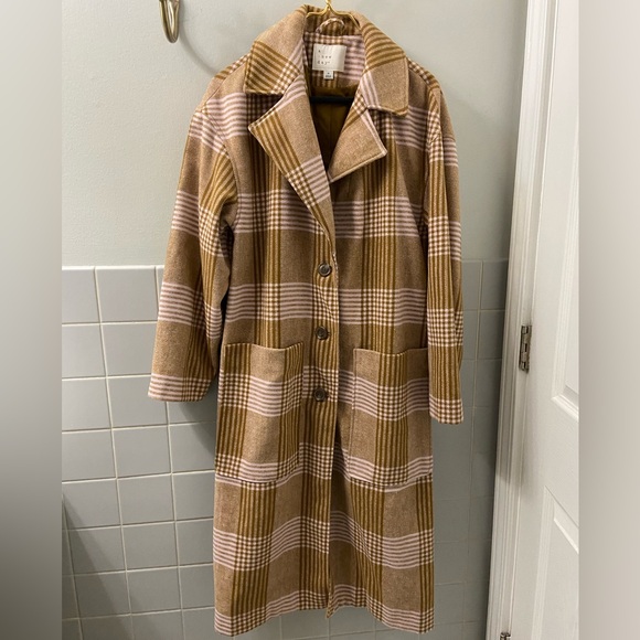 A New Day Target Pea Plaid Coat in Light Pink & Brown (M) - Picture 2 of 11